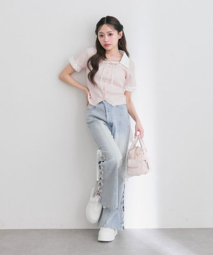 日本代購｜OLIVE des OLIVE OLIVE des OLIVE（オリーブデオリーブ） ジーンズ デニム デニムパンツ サイドレースアップストレッチフレアパンツ レディース｜ZOZOTOWN