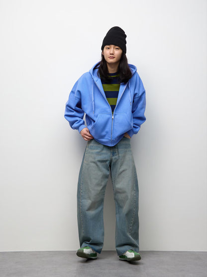 日本代購｜GU ヘビーウェイトスウェットコクーンフルジップパーカ(オーバーサイズフィット)【GRAY / M】｜GU