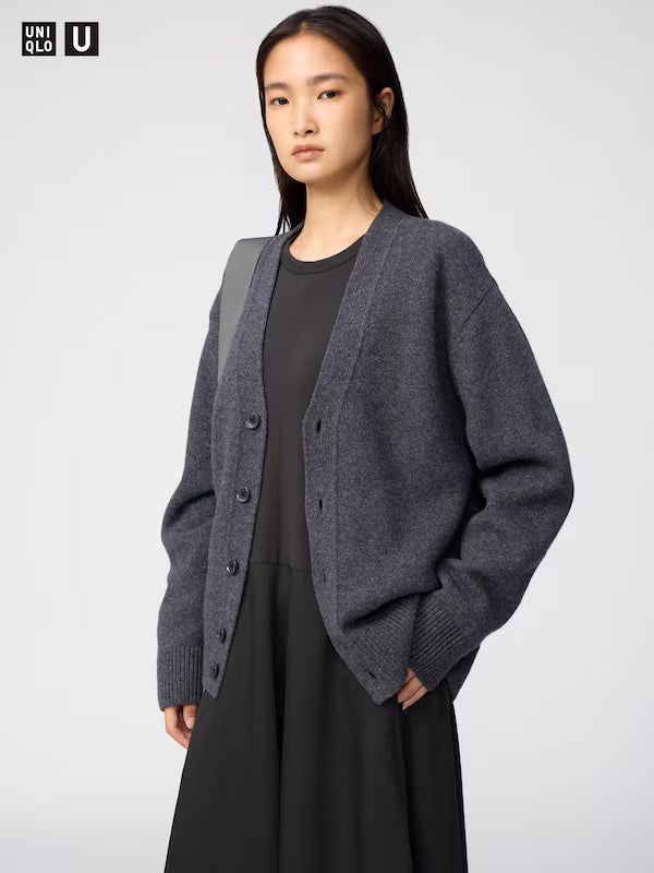 日本代購｜UNIQLO 外套 - ラムV領外套 深棕色 L｜UNIQLO