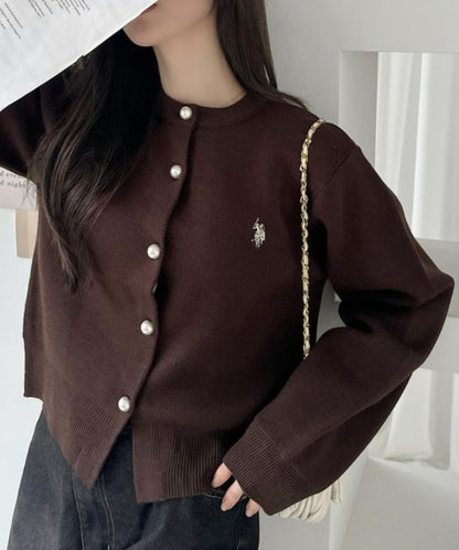 日本代購｜U.S. POLO ASSN. U.S. POLO ASSN.（ユーエスポロアッスン） カーディガン 「Ada.別注 U.S. POLO ASSN.」パールボタン クルーネック ニットカーディガン レディース【ネイビー / L】｜ZOZOTOWN