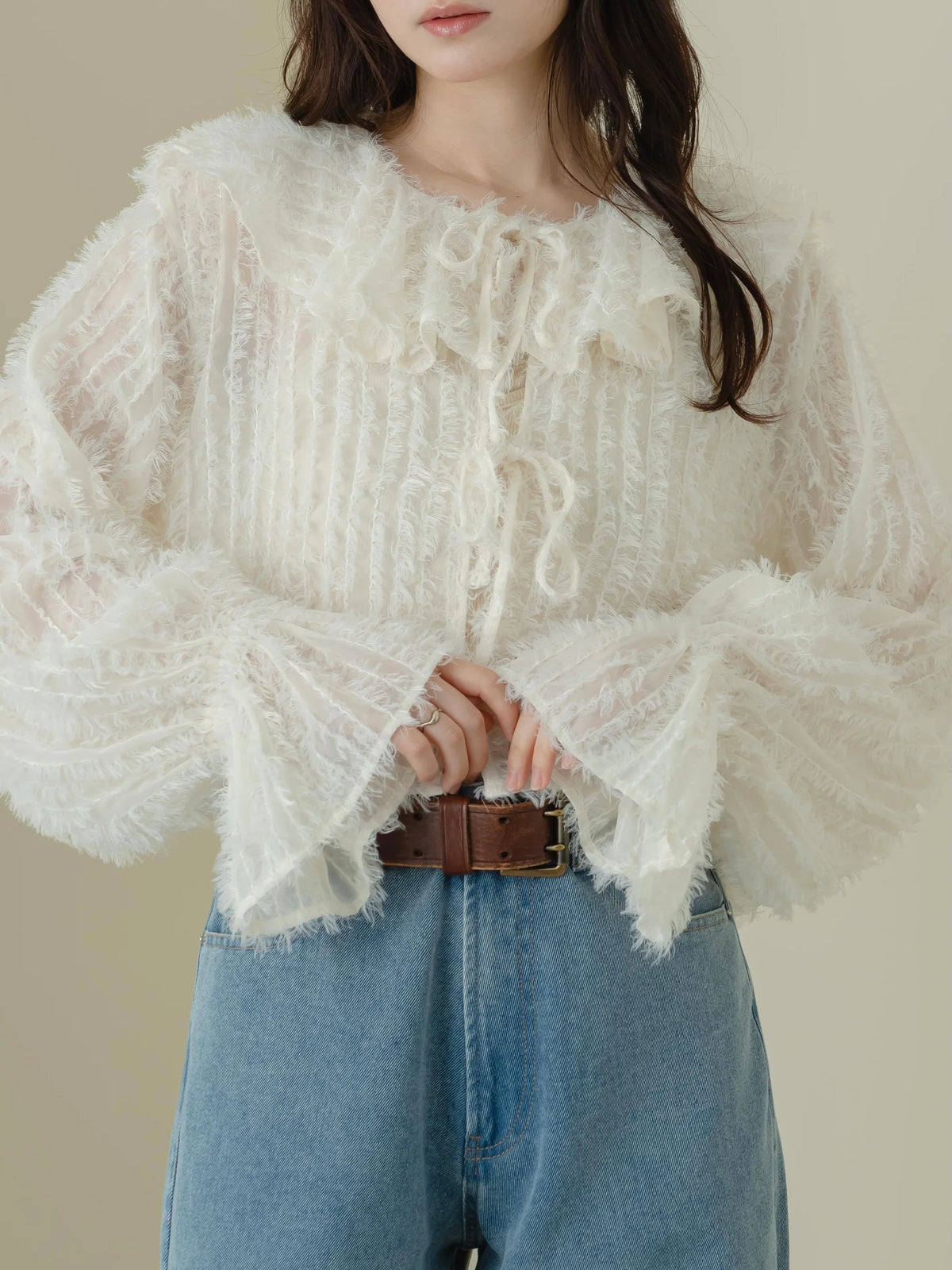 日本代購｜mero boutique 襯衫 - ふわふわシアーブラウス - 輕柔透視襯衫｜mero boutique 2018