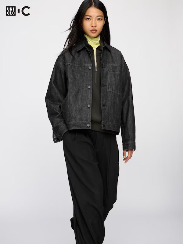 日本代購｜UNIQLO 外套 - デニムトラッカージャケット 黑色 XL｜UNIQLO