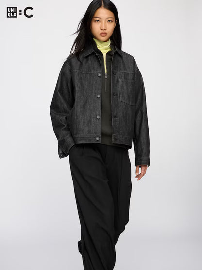 日本代購｜UNIQLO 外套 - デニムトラッカージャケット 黑色 XL｜UNIQLO