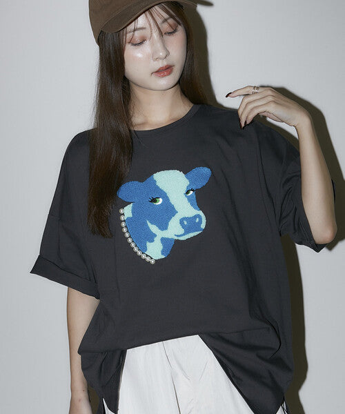 日本代購｜PUBLUX T恤 - 半袖牛刺繡大T恤 限定展開｜ZOZOTOWN