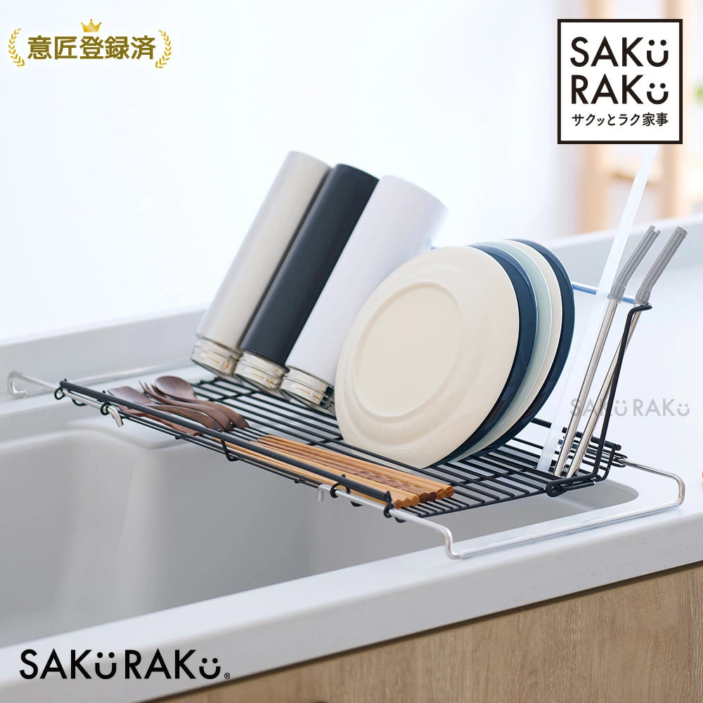 日本代購｜くらしの雑貨屋さん 水切り架 - sakuraku 水切り架 L型，折疊設計，食洗器可用｜樂天