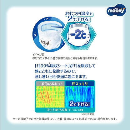 日本代購｜ムーニーマン 尿布 - 汗スッキリ 大尺寸尿布 144片｜Amazon JP