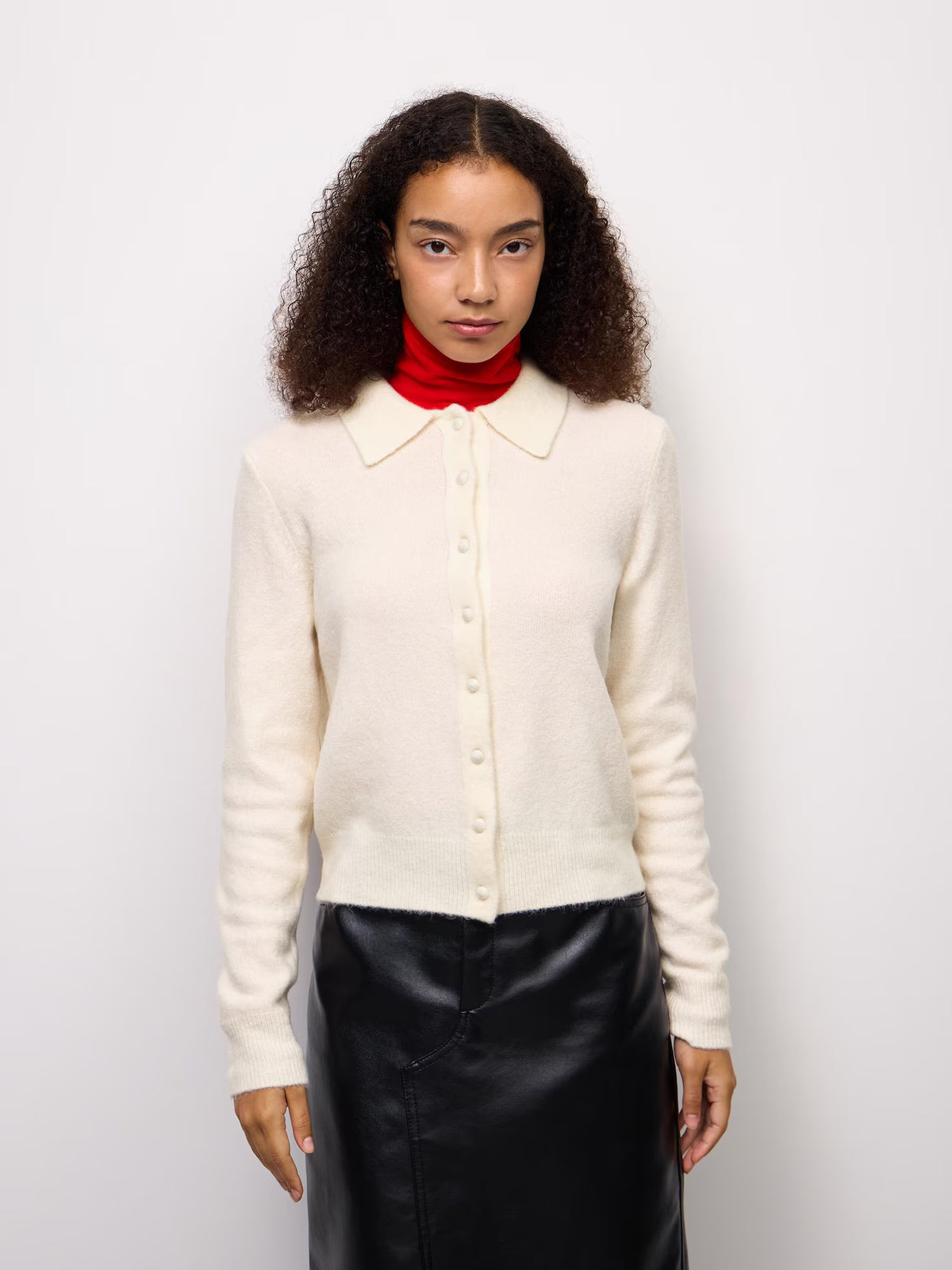 日本代購｜GU パフィータッチニットポロカーディガン【PINK / M】｜GU