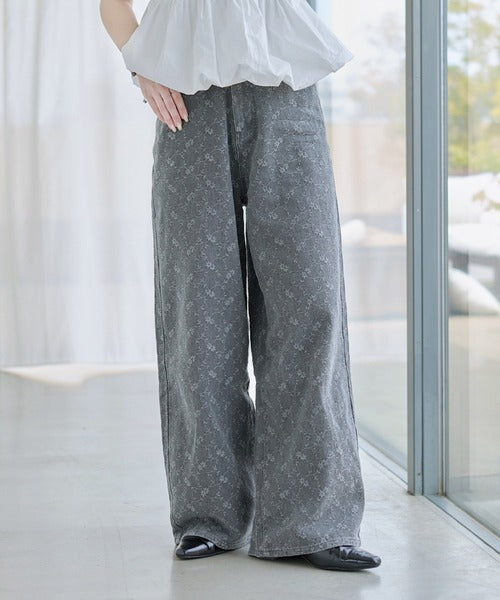 日本代購｜Kastane 寬褲 - 花卉刺繡牛仔褲｜ZOZOTOWN