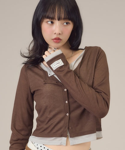 日本代購｜apres jour mignon apres jour mignon（アプレジュールミニョン） カーディガン レイヤードシアーカーデ レディース【ブルー / フリー】｜ZOZOTOWN
