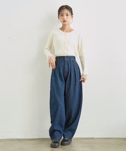 日本代購｜mil mil（ミル） ワイドパンツ ジーンズ デニム デニムパンツ バレルレッグ デニムパンツ「588225」 レディース【インディゴブルー / M-Regular】｜mil