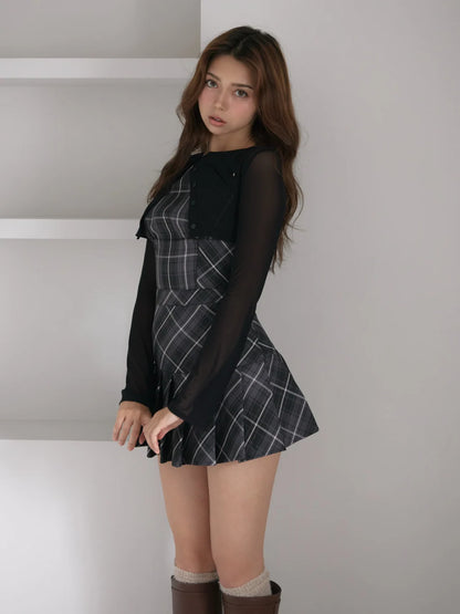 日本代購｜ANDMARY Donna check mini dress【black / F】｜ANDMARY