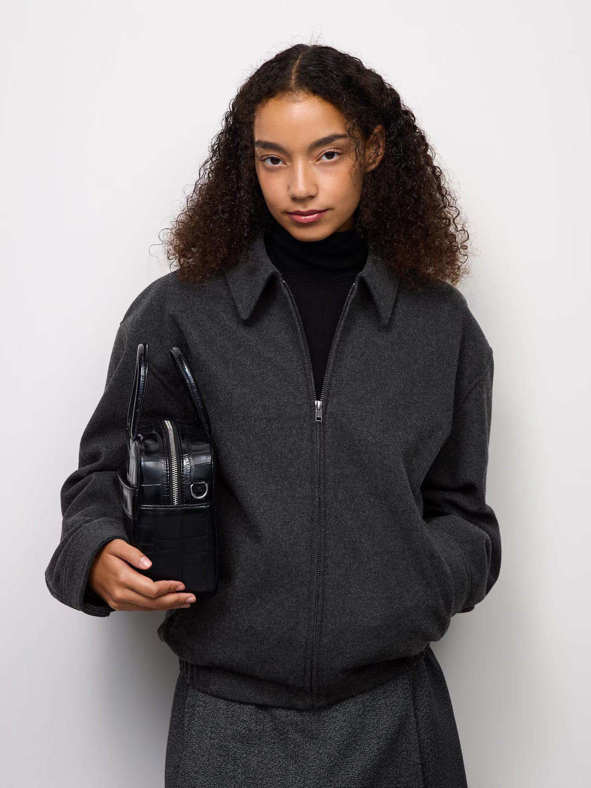 日本代購｜GU コージーメルトンジップブルゾン【DARK GRAY / M】｜GU