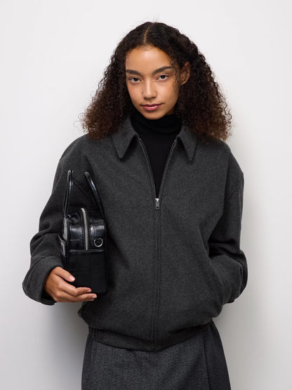 日本代購｜GU コージーメルトンジップブルゾン【DARK GRAY / M】｜GU