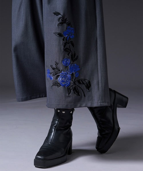 日本代購｜Ellno Loset 寬褲 - 花刺繡寬褲｜ZOZOTOWN
