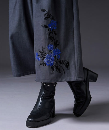 日本代購｜Ellno Loset 寬褲 - 花刺繡寬褲｜ZOZOTOWN