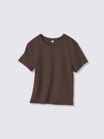 日本代購｜GU リブクルーネックT【BLACK / M】｜GU