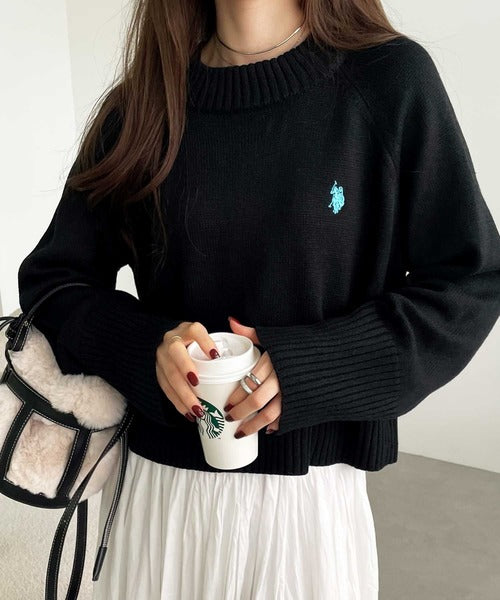 日本代購｜U.S. POLO ASSN. U.S. POLO ASSN.（ユーエスポロアッスン） ニット セーター 「新色追加」GeeRA別注「U.S. POLO ASSN.」カラー＆ボーダーショート丈ニット レディース【ホワイト系その他 / L】｜ZOZOTOWN