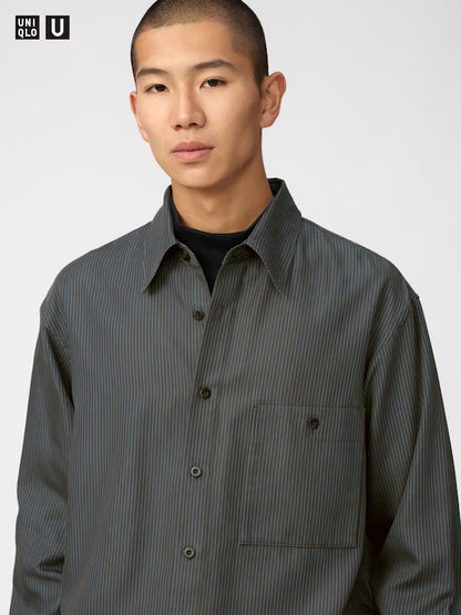 日本代購｜UNIQLO 襯衫 - ドレープ襯衫 07 GRAY M｜UNIQLO
