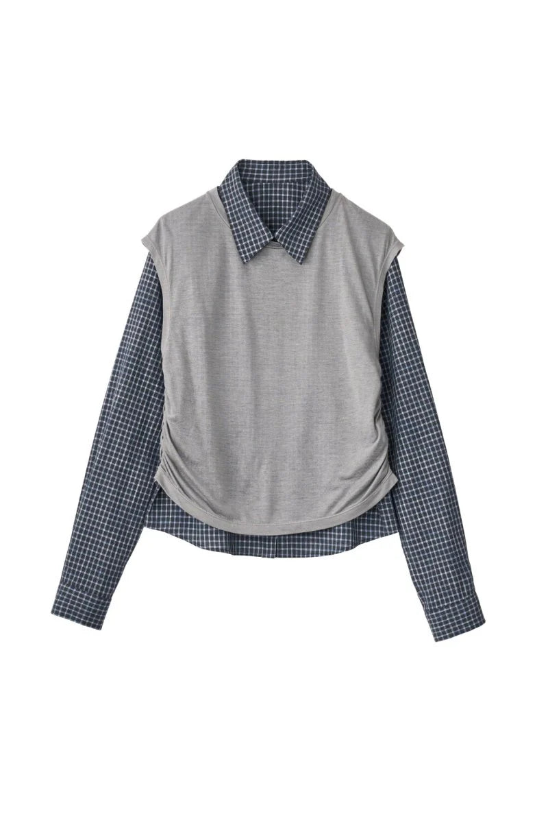 日本代購｜KNUTH MARF 襯衫 - 2件式層次感緊湊襯衫【navygray】｜KNUTH MARF