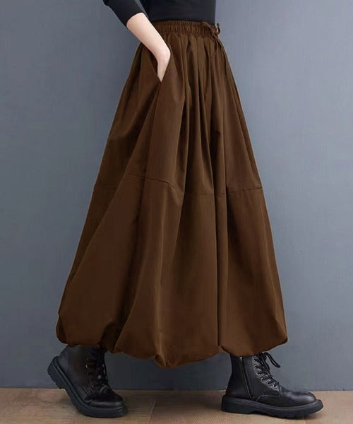 日本代購｜SallyLunn Sally Lunn ロング スカート 「お気に入り2.7万人突破！8カラー/M〜XLサイズ」Aラインバルーンロングスカート【カーキ / M】｜ZOZOTOWN