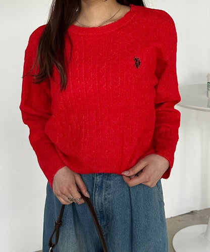 日本代購｜U.S. POLO ASSN. U.S. POLO ASSN.（ユーエスポロアッスン） ニット セーター ケーブル 「26AW新色追加」RANAN/solleim別注「U.S.POLO ASSN.」 ワンポイントケーブルニット レディース【ホワイト×ブラック / M】｜ZOZOTOWN
