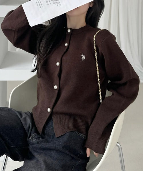 日本代購｜U.S. POLO ASSN. U.S. POLO ASSN.（ユーエスポロアッスン） カーディガン 「Ada.別注 U.S. POLO ASSN.」パールボタン クルーネック ニットカーディガン レディース【ネイビー / L】｜ZOZOTOWN