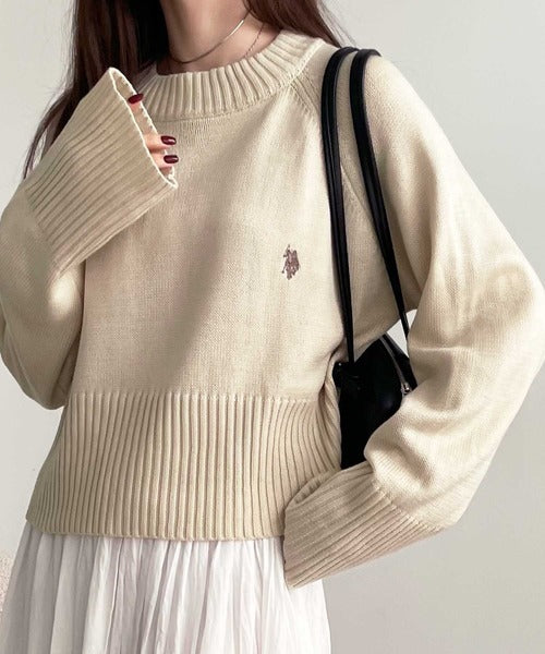 日本代購｜U.S. POLO ASSN. U.S. POLO ASSN.（ユーエスポロアッスン） ニット セーター 「新色追加」GeeRA別注「U.S. POLO ASSN.」カラー＆ボーダーショート丈ニット レディース【ホワイト系その他 / L】｜ZOZOTOWN