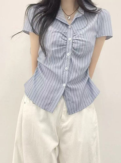 日本代購｜GRL 襯衫 - 條紋聚攏襯衫【黃色 / M】｜GRL