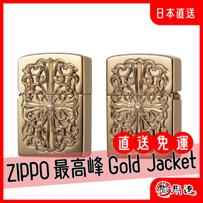 ZIPPO 打火機 全世界限定 10 顆 K18 Solid Gold ZIPPO Gold Jacket 圓型圖案雕刻設計 高級防風款 附禮盒 收藏與送禮首選