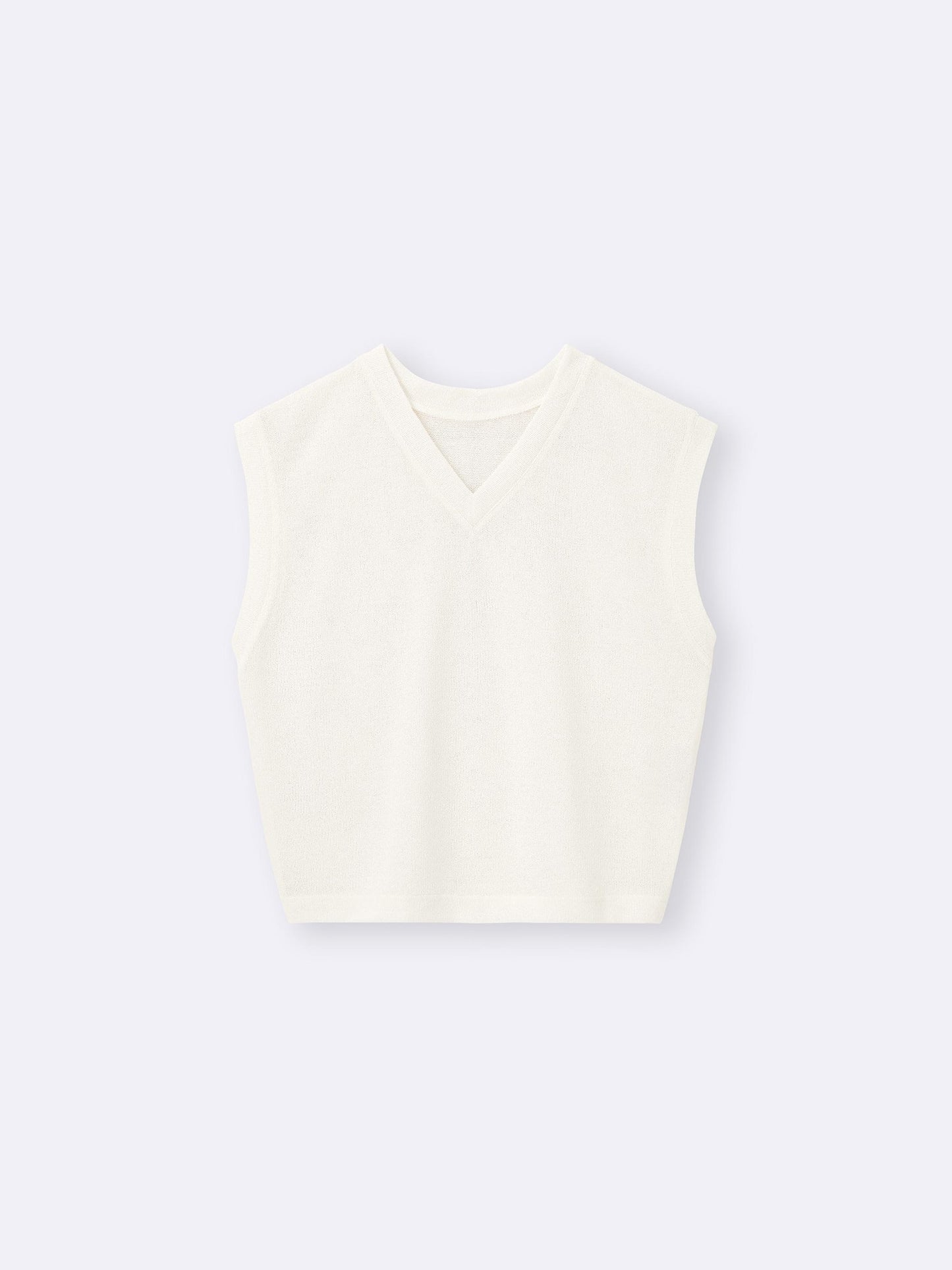 日本代購｜GU T恤 - ループヤーンV領T恤【OFF WHITE / L】｜GU