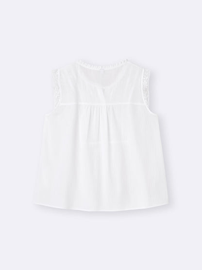 日本代購｜GU 上衣 - 蕾絲無袖上衣 OFF WHITE｜GU