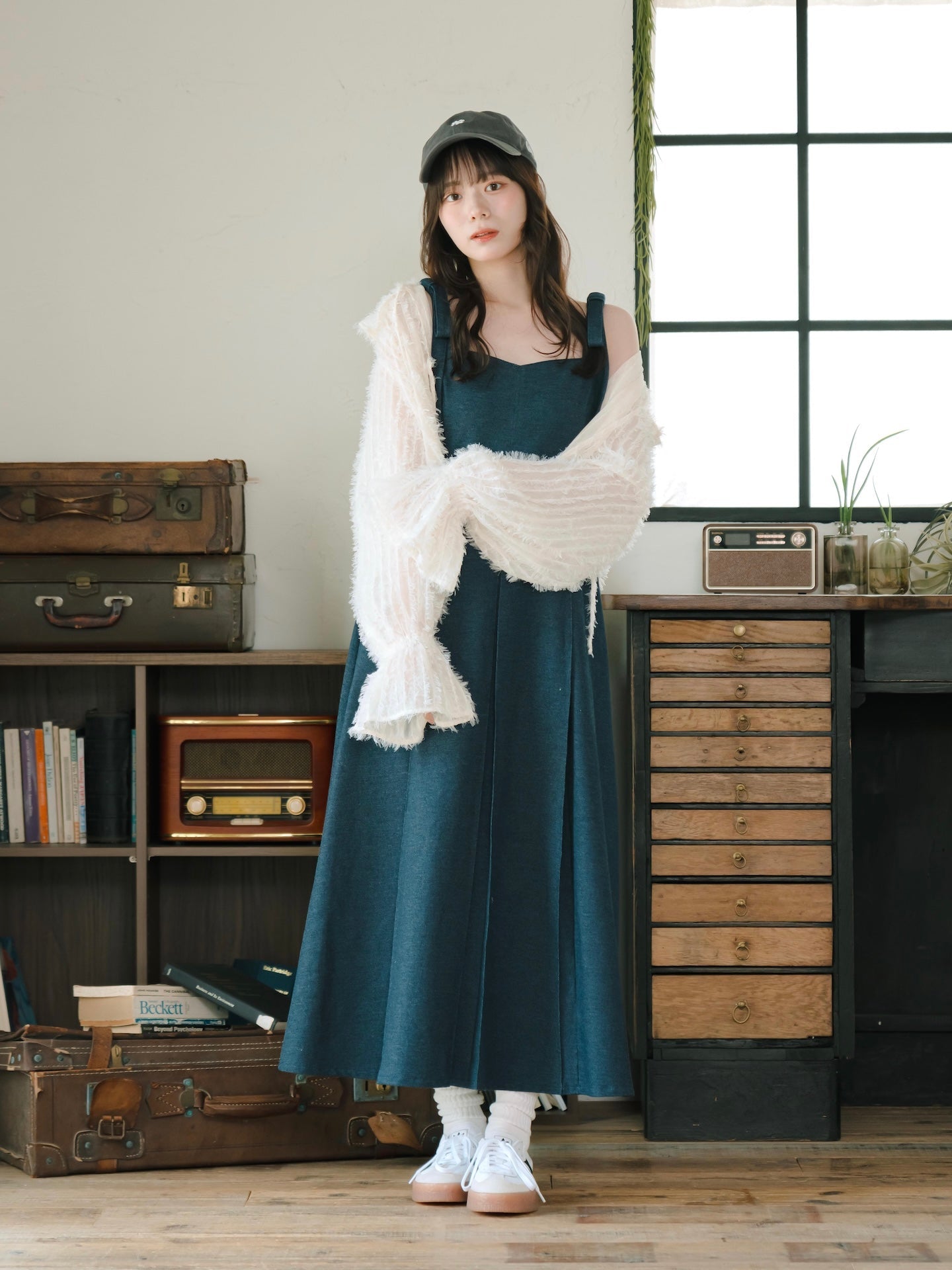 日本代購｜mero boutique 2018 連身裙 - デニム連身裙【深藍色】｜mero boutique 2018