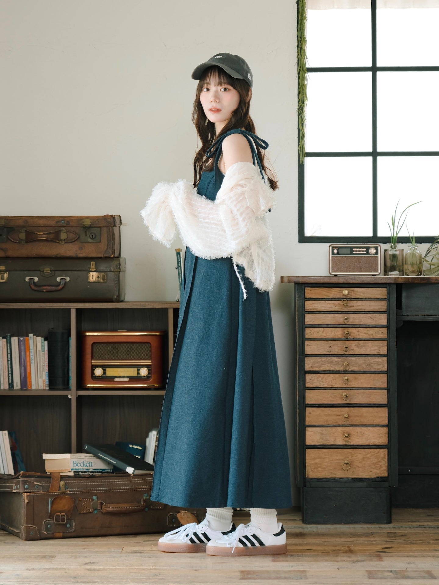 日本代購｜mero boutique 2018 連身裙 - デニム連身裙【深藍色】｜mero boutique 2018