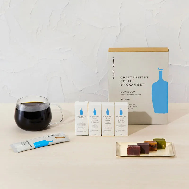 Blue bottle 藍瓶咖啡藍色瓶裝咖啡即溶咖啡與羊羹組合