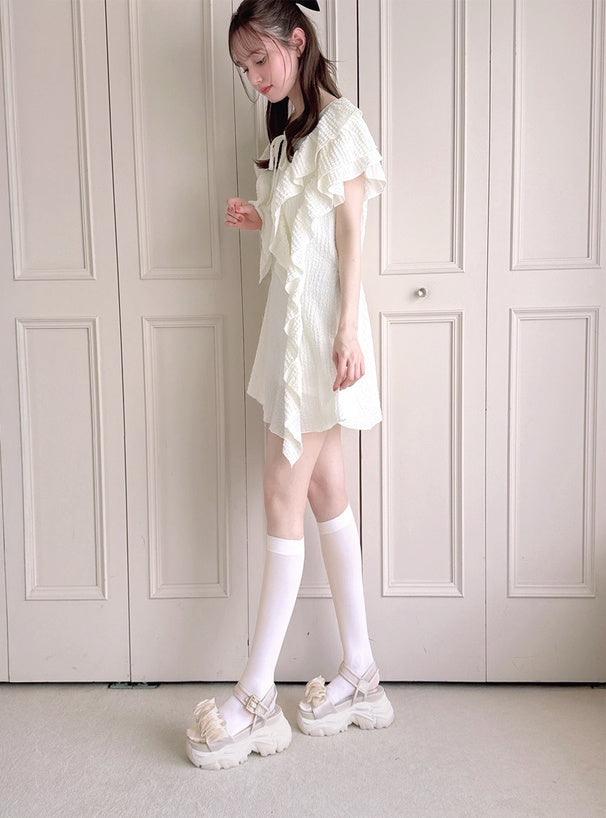 日本代購｜GRL 厚底涼鞋 - オーガンジーフリル厚底涼鞋｜GRL